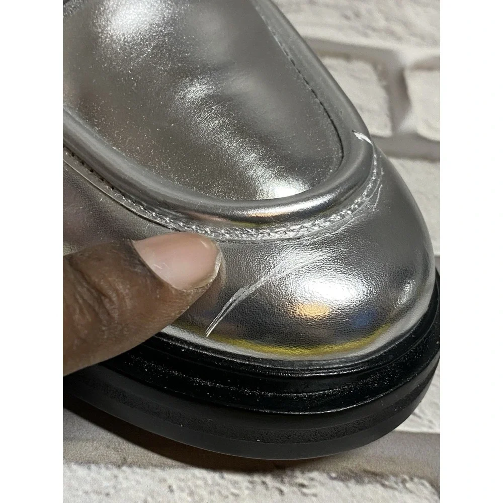 Madewell The Vernon Loafer in Silver Slip On Comfortable Women's Size‎ 8.5